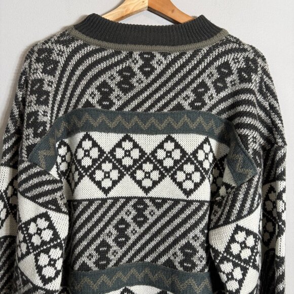Vintage Geometric Eclectic Grandpa Sweater Pullover Men's Large 90s Retro Comfy - Picture 9 of 12
